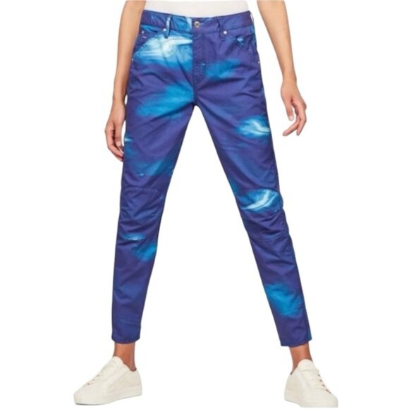 G-STAR RAW Elwood Mid Waist Boyfriend Neptune Violet Cobalt Blue Pharrell Jeans - Picture 1 of 16